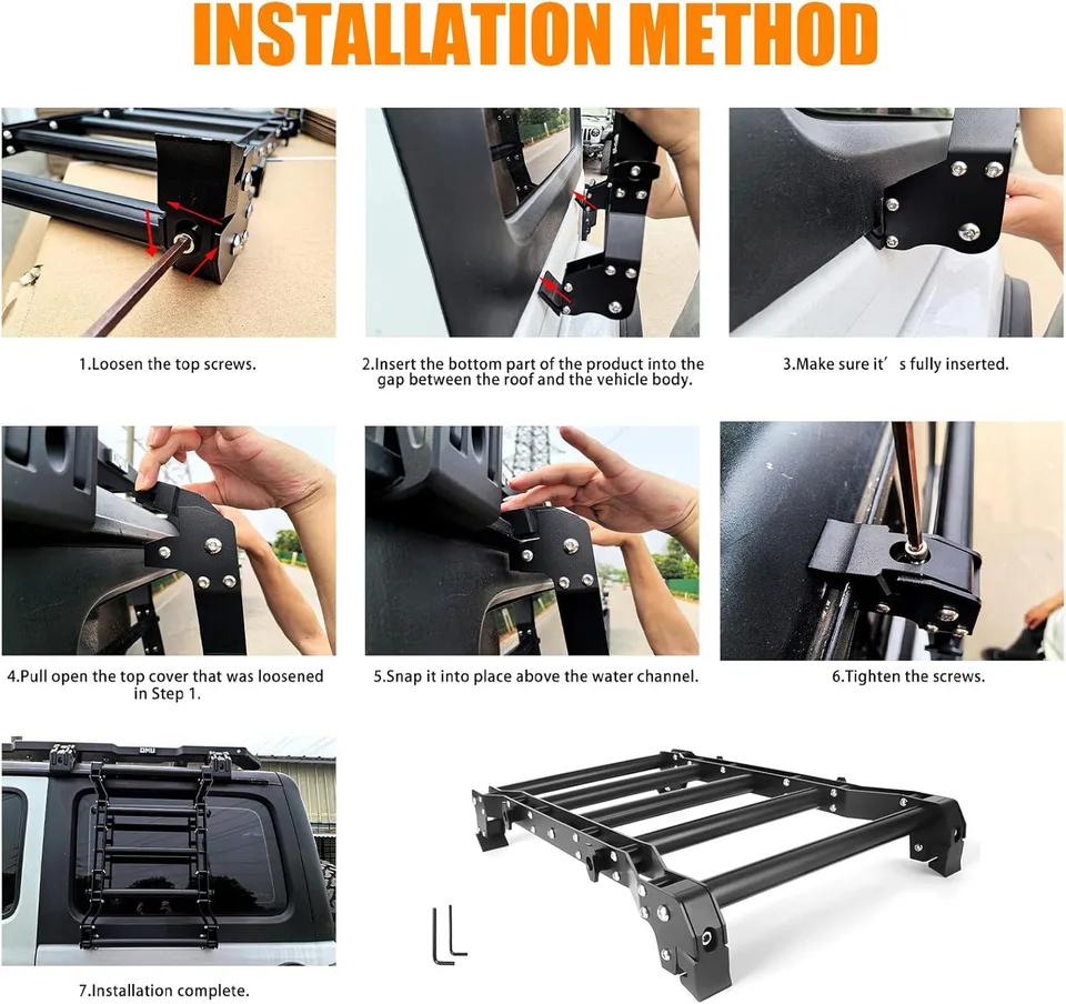 Rear Window Ladder Compatible With 2018-2025 Je Ep Wrangler JL JLU 2 Door 4 Door, Heavy Duty Aluminum Alloy Roof Access Ladder Rack, 200LBS view 6