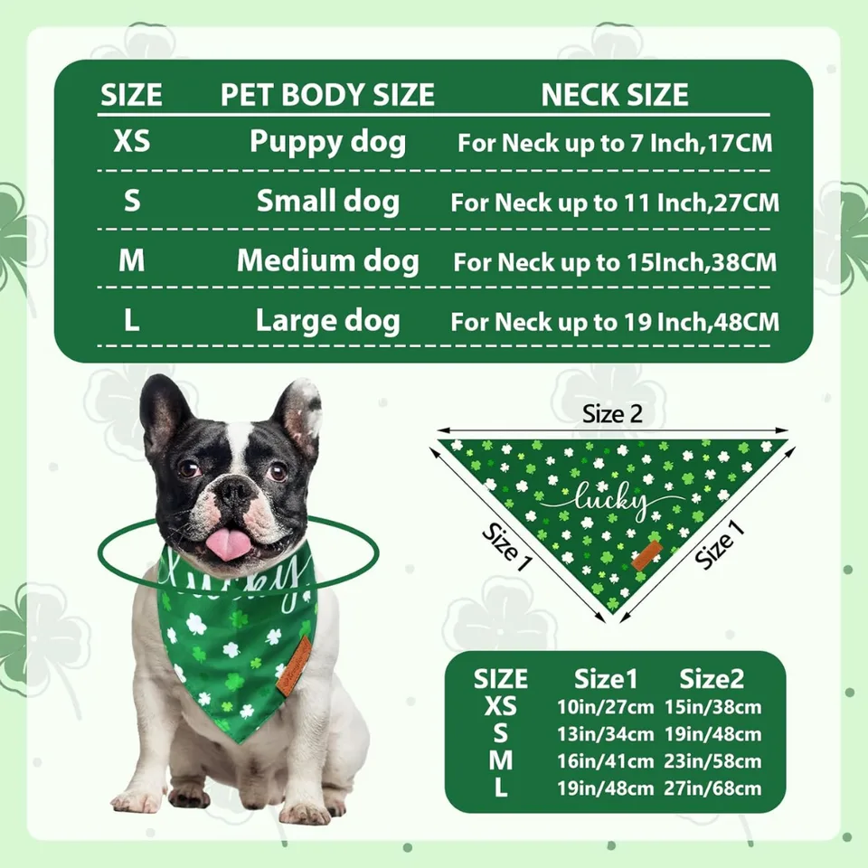 2 Pieces St. Patrick's Day Dog Bandanas, Double-Sided Reversible Triangle Scarf view 3
