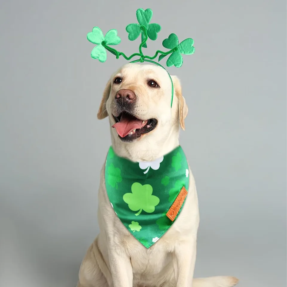 2 Pieces St. Patrick's Day Dog Bandanas, Double-Sided Reversible Triangle Scarf view 6