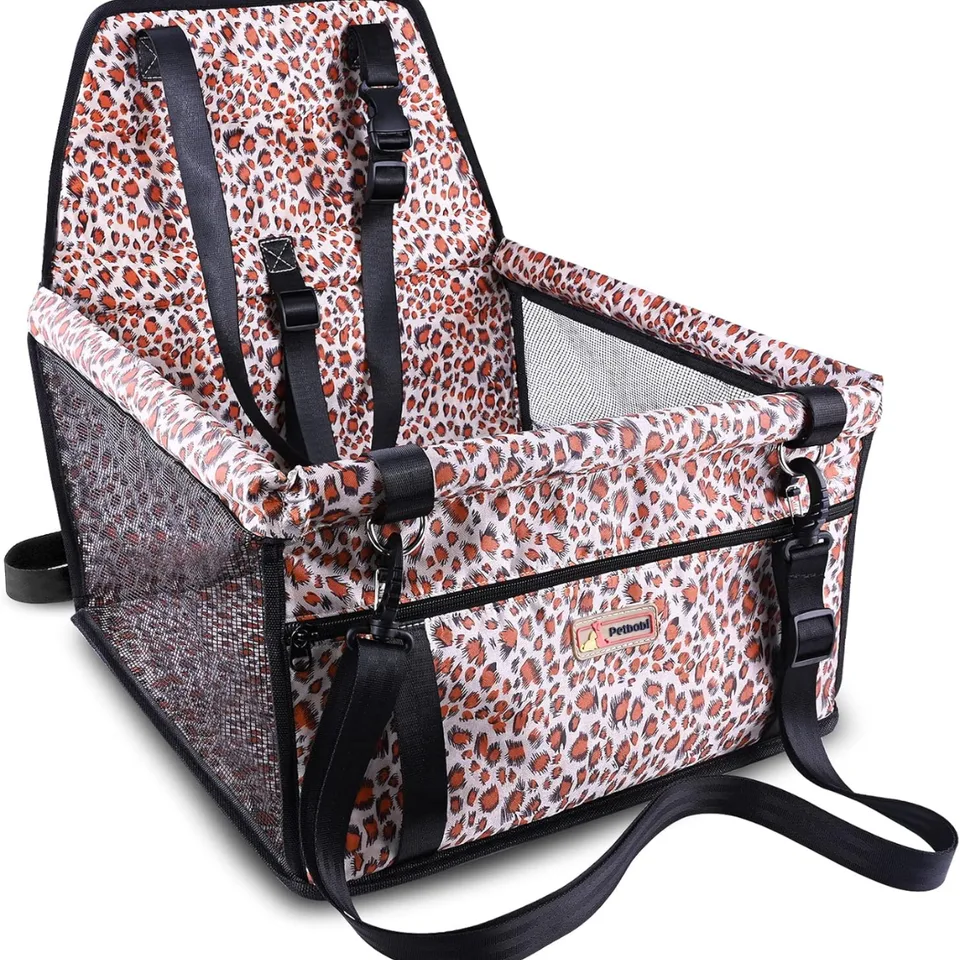 Small Dog Car Seat, Dog Car Booster Seat For Small Medium Dogs Foldable Front Seat Safety With Sturdy PVC Tube Frame, Breathable Mesh view 1