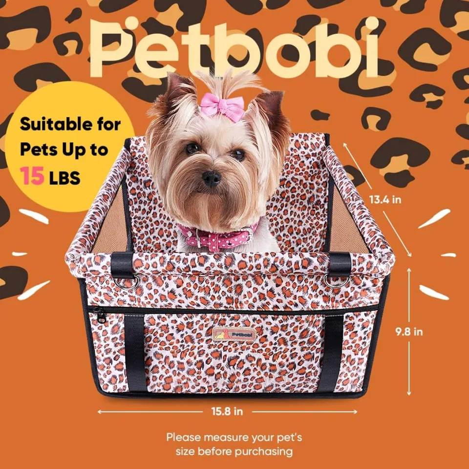 Small Dog Car Seat, Dog Car Booster Seat For Small Medium Dogs Foldable Front Seat Safety With Sturdy PVC Tube Frame, Breathable Mesh view 5