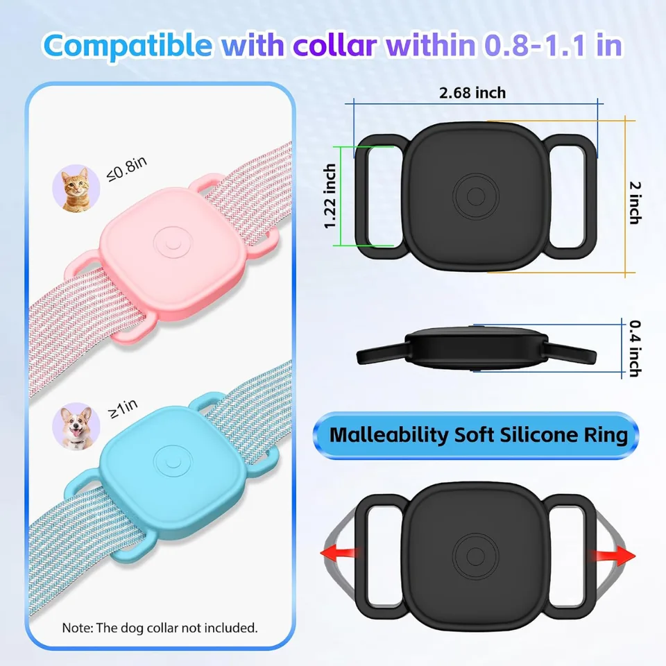 Dog Collar Holder For Tile Mate Waterproof Anti Lost Protective Case With Mate Tile Tracker For Cat Pet Necklace, Soft Silicone view 4