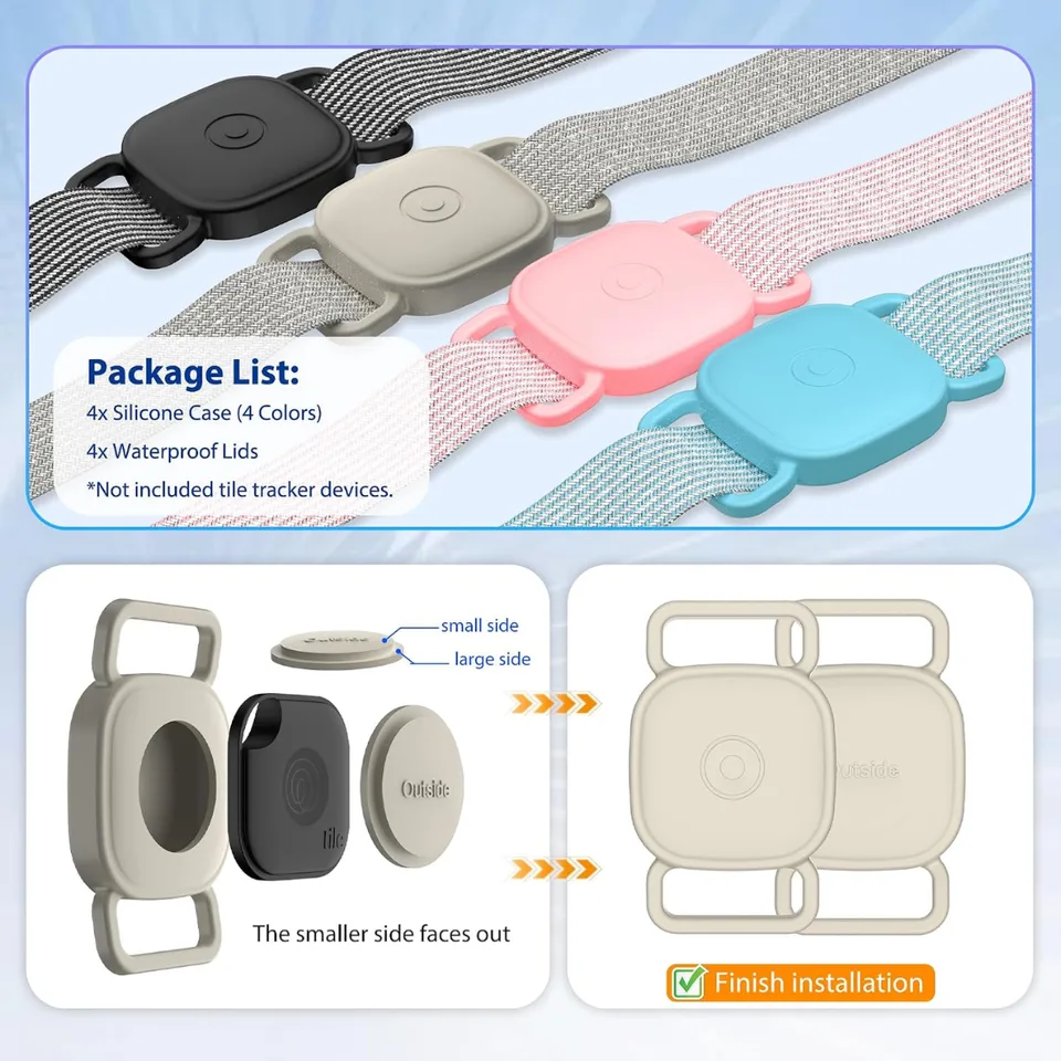 Dog Collar Holder For Tile Mate Waterproof Anti Lost Protective Case With Mate Tile Tracker For Cat Pet Necklace, Soft Silicone view 5