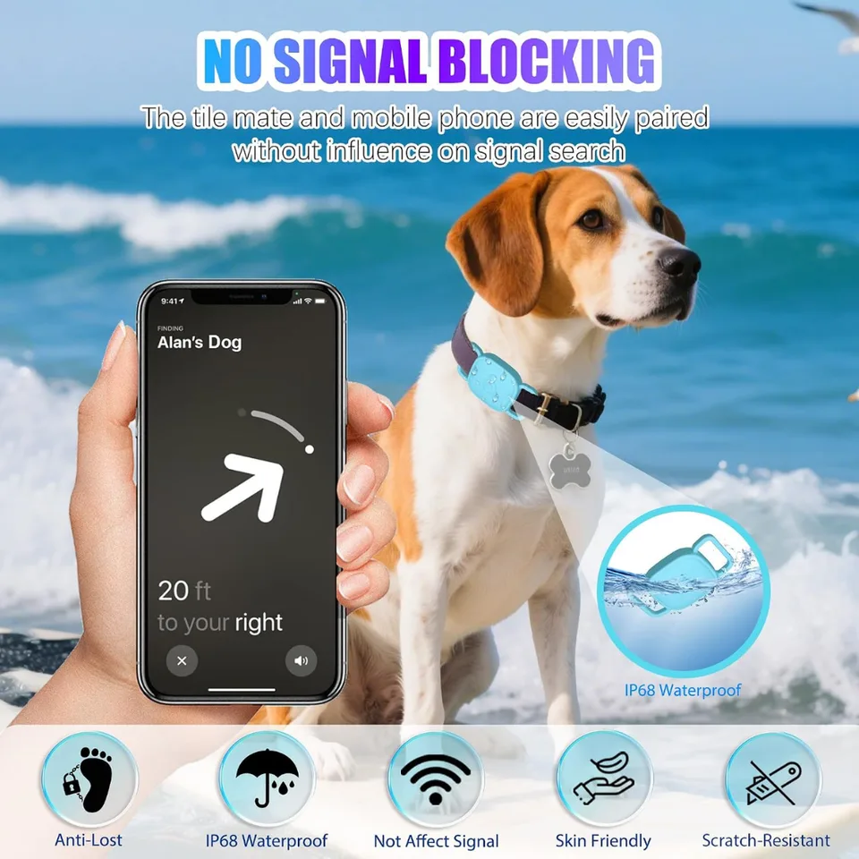 Dog Collar Holder For Tile Mate Waterproof Anti Lost Protective Case With Mate Tile Tracker For Cat Pet Necklace, Soft Silicone view 6