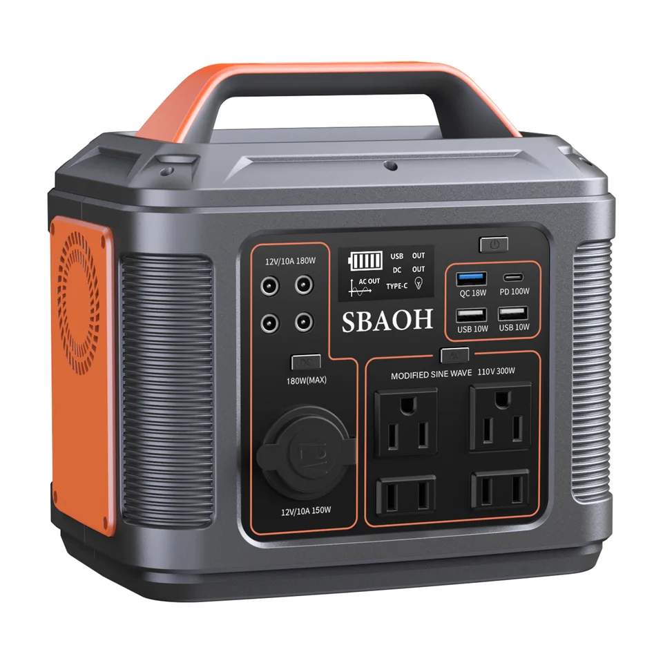 Sbaoh 300W Portable Power Station 296 Wh 80000m Ah Solar Generator With PD100W Fast Charging, 13 Outlets, Digital Display, Lithium-ion view 2