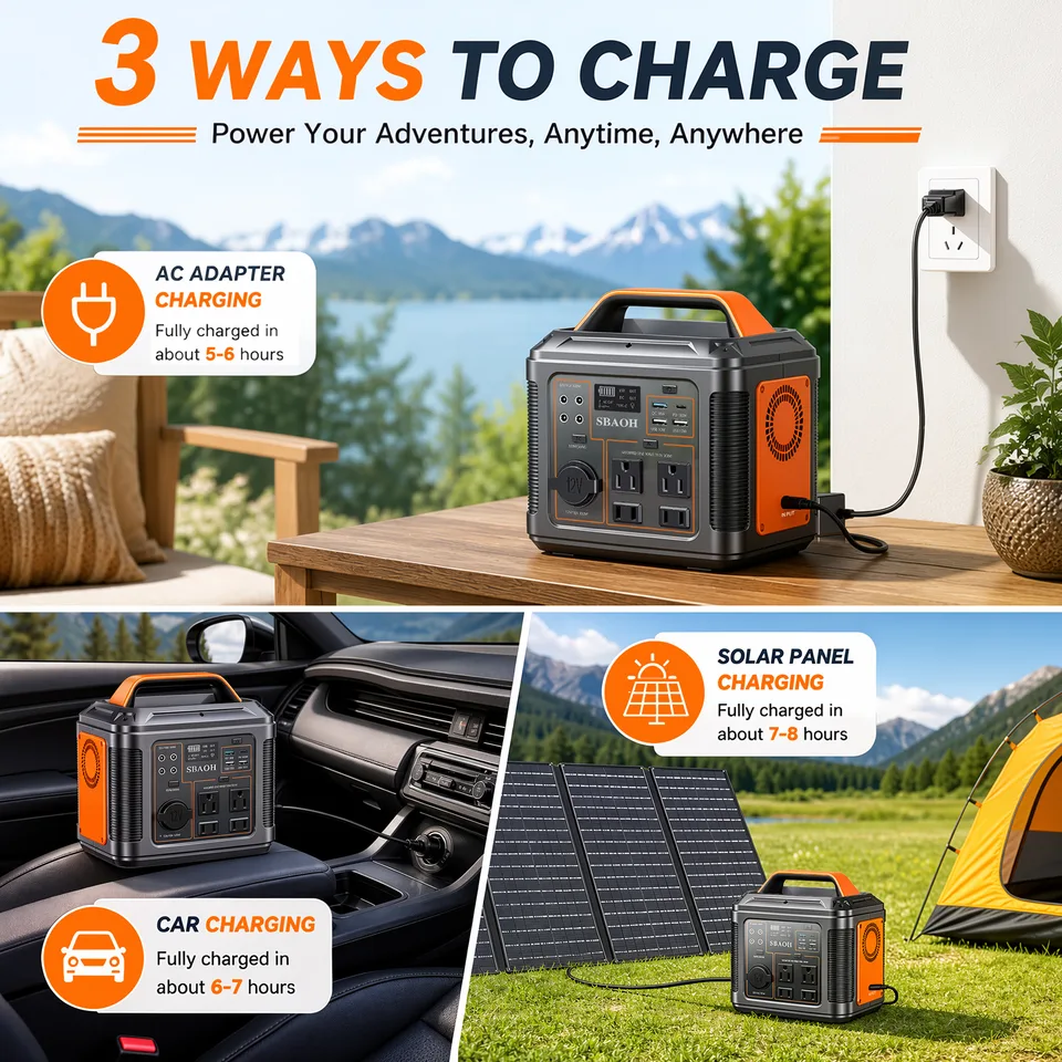 Sbaoh 300W Portable Power Station 296 Wh 80000m Ah Solar Generator With PD100W Fast Charging, 13 Outlets, Digital Display, Lithium-ion view 6