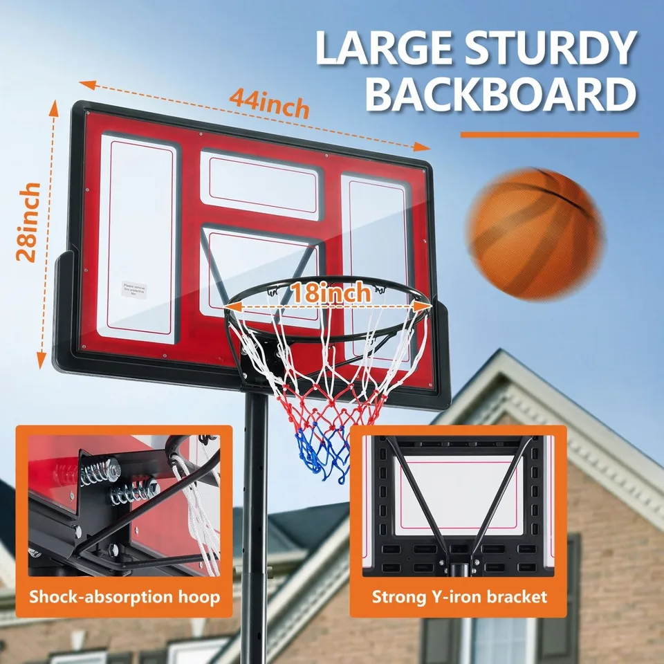 Ansicht 7 von Adjustable Portable Basketball Hoop For Kids Youth Adults, Indoor Outdoor Training Practice With Sturdy Stand