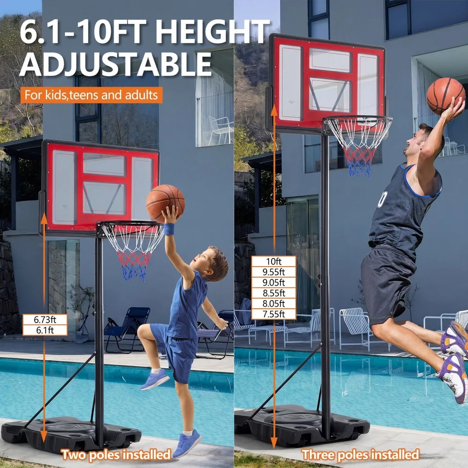 Ansicht 4 von Adjustable Portable Basketball Hoop For Kids Youth Adults, Indoor Outdoor Training Practice With Sturdy Stand