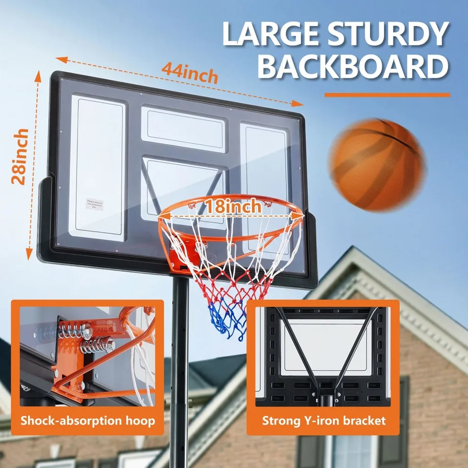 Ansicht 2 von Adjustable Portable Basketball Hoop For Kids Youth Adults, Indoor Outdoor Training Practice With Sturdy Stand