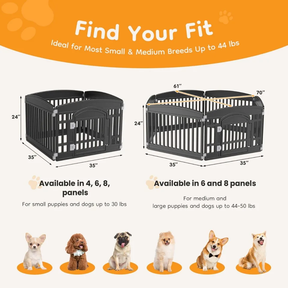 Dog Playpen Safe & Secure Indoor-Outdoor Pet Fence -Folding & Portable Ideal For Small To Medium Dogs - Easy To Clean view 2