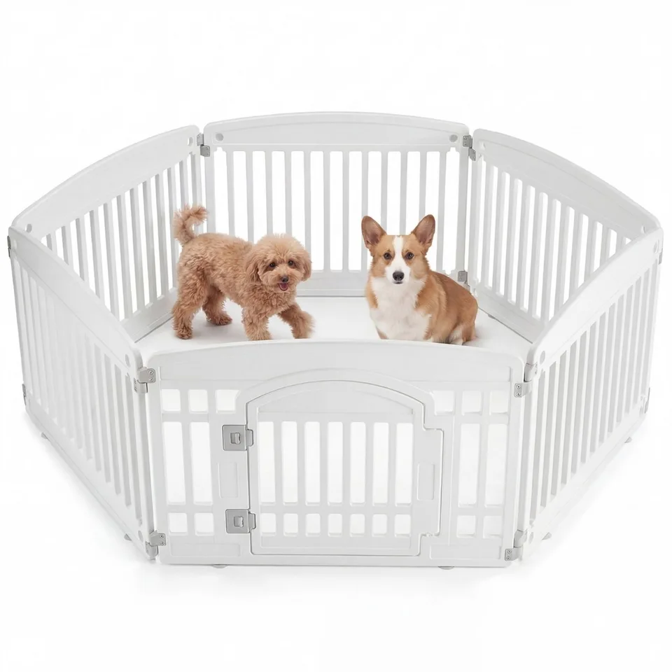 Dog Playpen Safe & Secure Indoor-Outdoor Pet Fence -Folding & Portable Ideal For Small To Medium Dogs - Easy To Clean view 1
