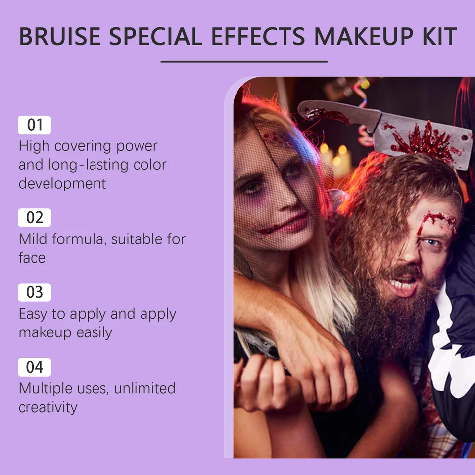 Halloween Bruise Special Effects Makeup Kit, Vampire Zombie SFX Face Body Paint Set For Cosplay Party view 3