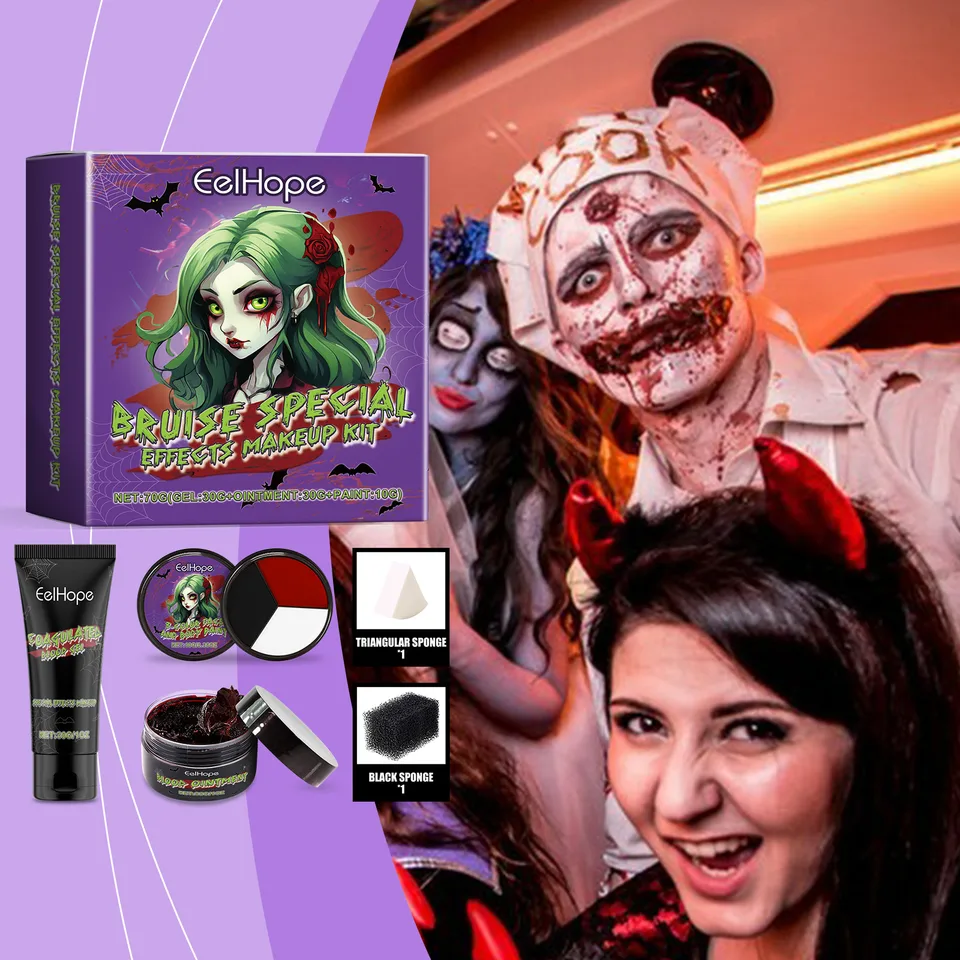 Halloween Bruise Special Effects Makeup Kit, Vampire Zombie SFX Face Body Paint Set For Cosplay Party view 5