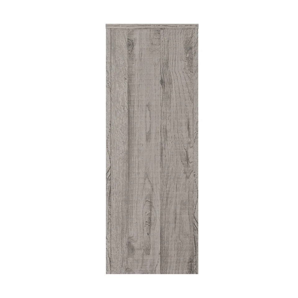 Modern Grey Wood Grain Console Table, Particle Board Entryway Table with Storage Drawer, Hollow Oval Cutout Narrow Sofa Accent Table for view 2