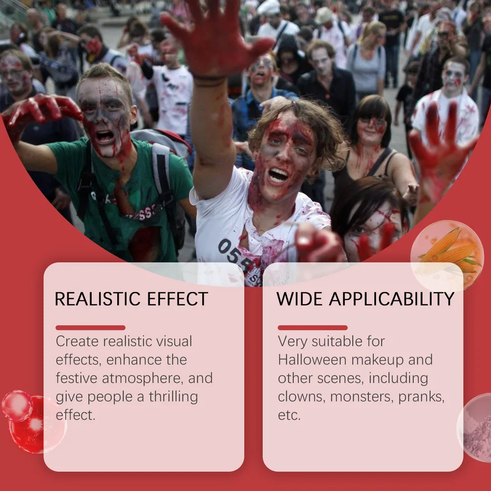 Halloween Fake Blood Makeup Kit, Realistic Artificial Blood Set For Clown Monster Cosplay Prank Party view 6