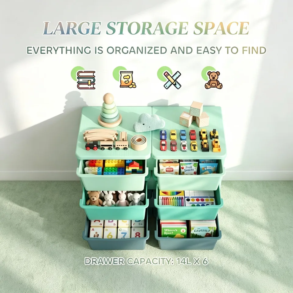 Space-Saving Vertical Drawer Unit,Multi-Tier Toy Organizer,Storage Drawers,Storage Tower view 8
