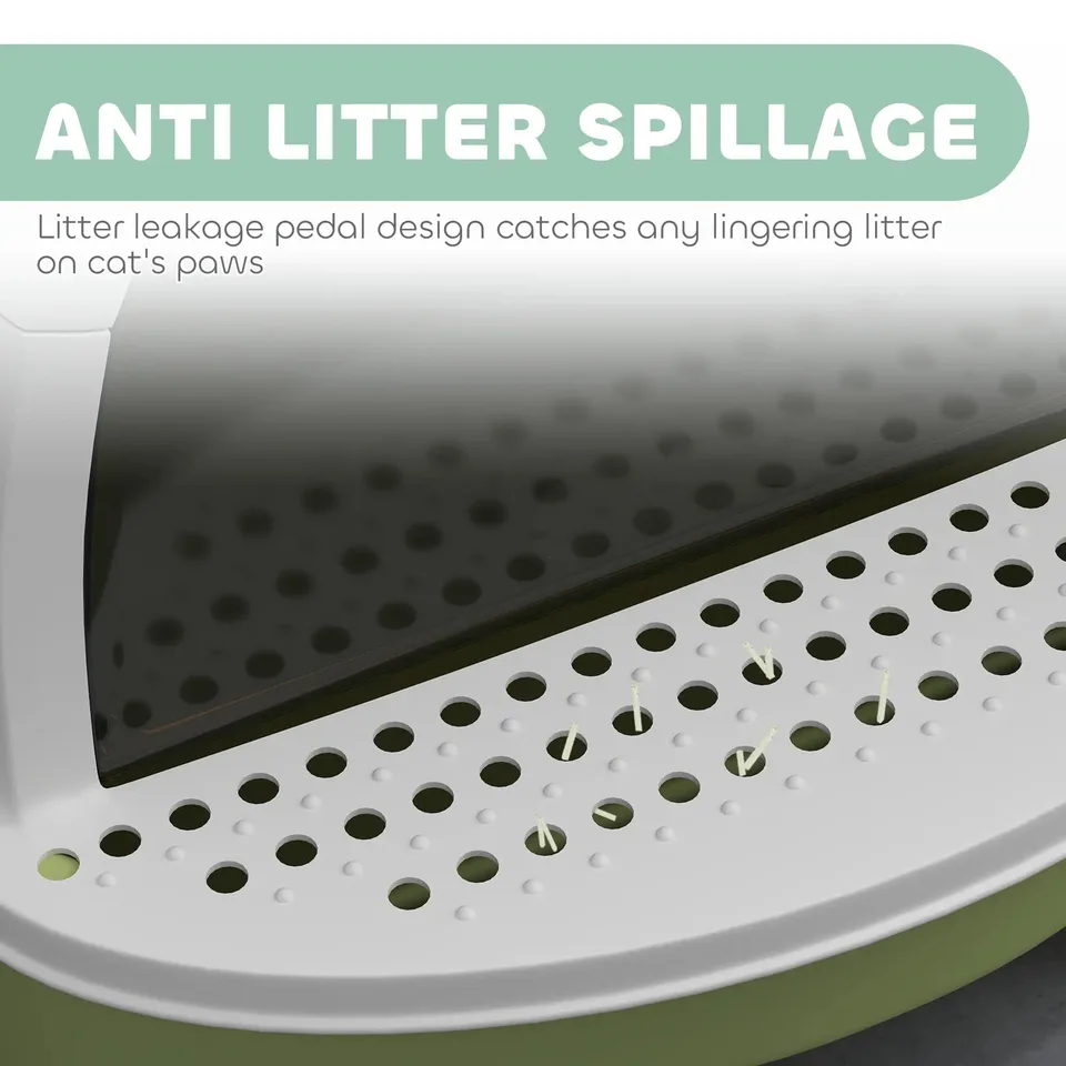 Green Cat Litter Box with Lid, Scoop, Deodorizing Bags view 5