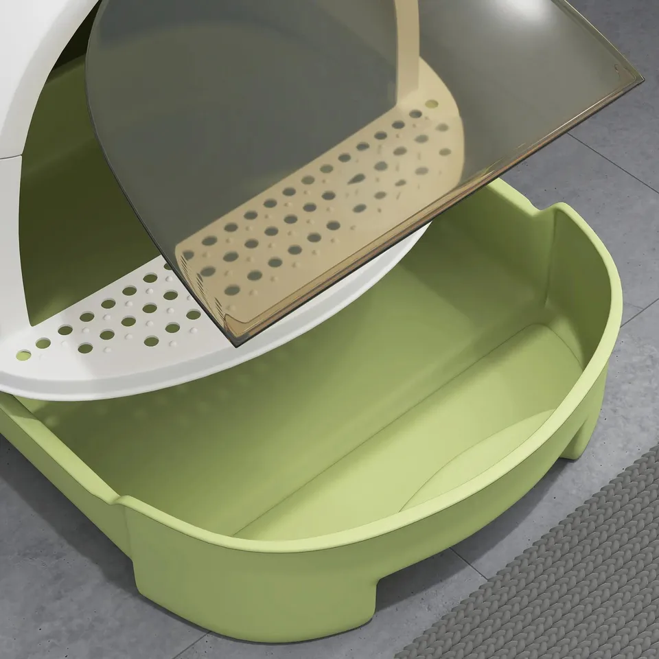 Green Cat Litter Box with Lid, Scoop, Deodorizing Bags view 9