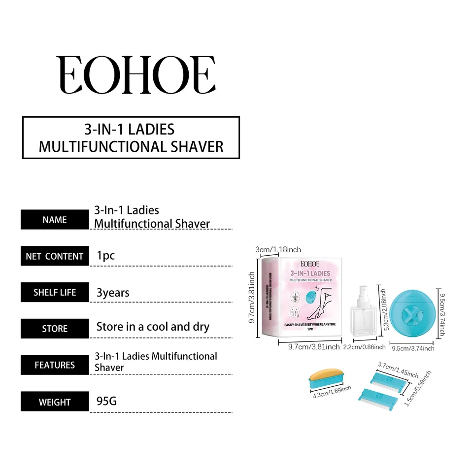 3in1 Women Shaving Razor, Portable Ladies Multifunctional Shaver With Moisturizing Soap & Spray Bottle, Travel Friendly Body Hair Remover view 5