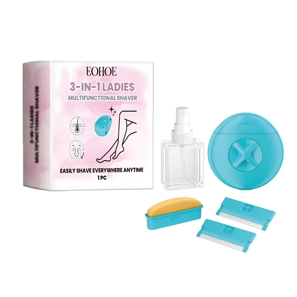 3in1 Women Shaving Razor, Portable Ladies Multifunctional Shaver With Moisturizing Soap & Spray Bottle, Travel Friendly Body Hair Remover view 6