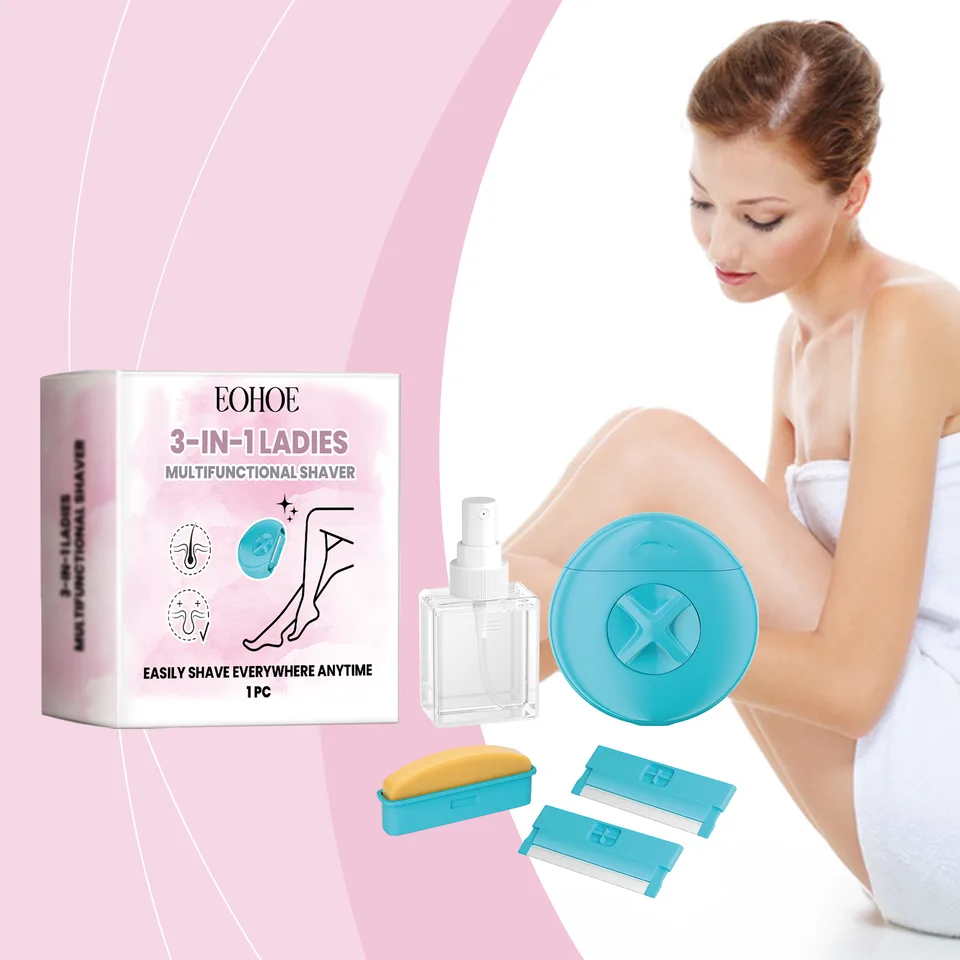 3in1 Women Shaving Razor, Portable Ladies Multifunctional Shaver With Moisturizing Soap & Spray Bottle, Travel Friendly Body Hair Remover view 7