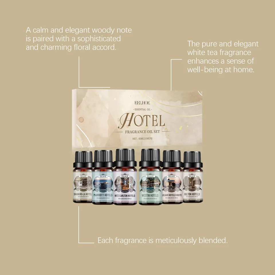 Hotel Fragrance Oil Set, 6 Pack Premium Scented Oils For Diffuser, Candle Making & Room Spray, Aromatherapy Essential Oils Gift Set For Home view 6