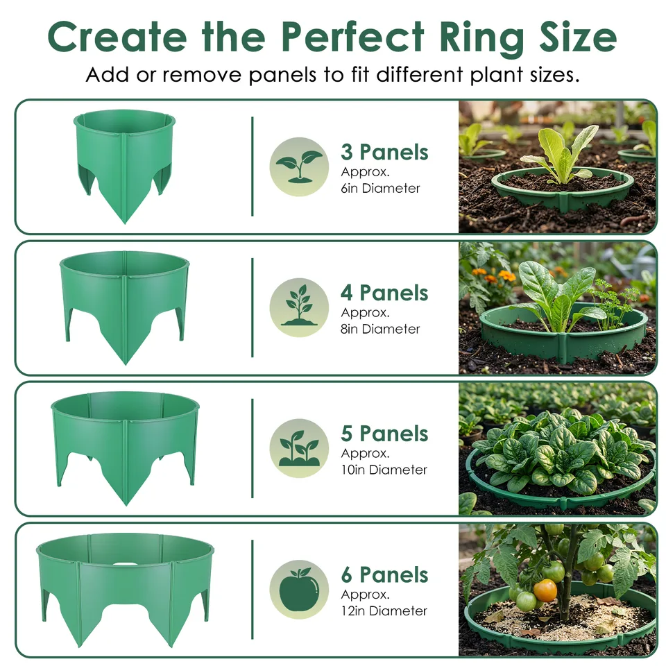 Weergave 3 van 12 Pcs Or 6 Pcs Options 10in Planting Grow Rings Adjustable For Outdoor Plants With Hand Shovel Deep Watering Plant Guards For Vegetables
