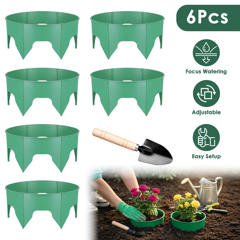 Weergave 4 van 12 Pcs Or 6 Pcs Options 10in Planting Grow Rings Adjustable For Outdoor Plants With Hand Shovel Deep Watering Plant Guards For Vegetables