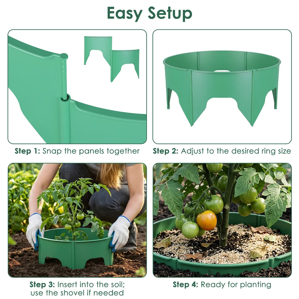 Weergave 7 van 12 Pcs Or 6 Pcs Options 10in Planting Grow Rings Adjustable For Outdoor Plants With Hand Shovel Deep Watering Plant Guards For Vegetables