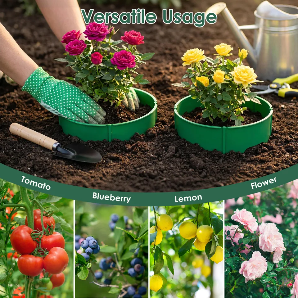 Weergave 5 van 12 Pcs Or 6 Pcs Options 10in Planting Grow Rings Adjustable For Outdoor Plants With Hand Shovel Deep Watering Plant Guards For Vegetables