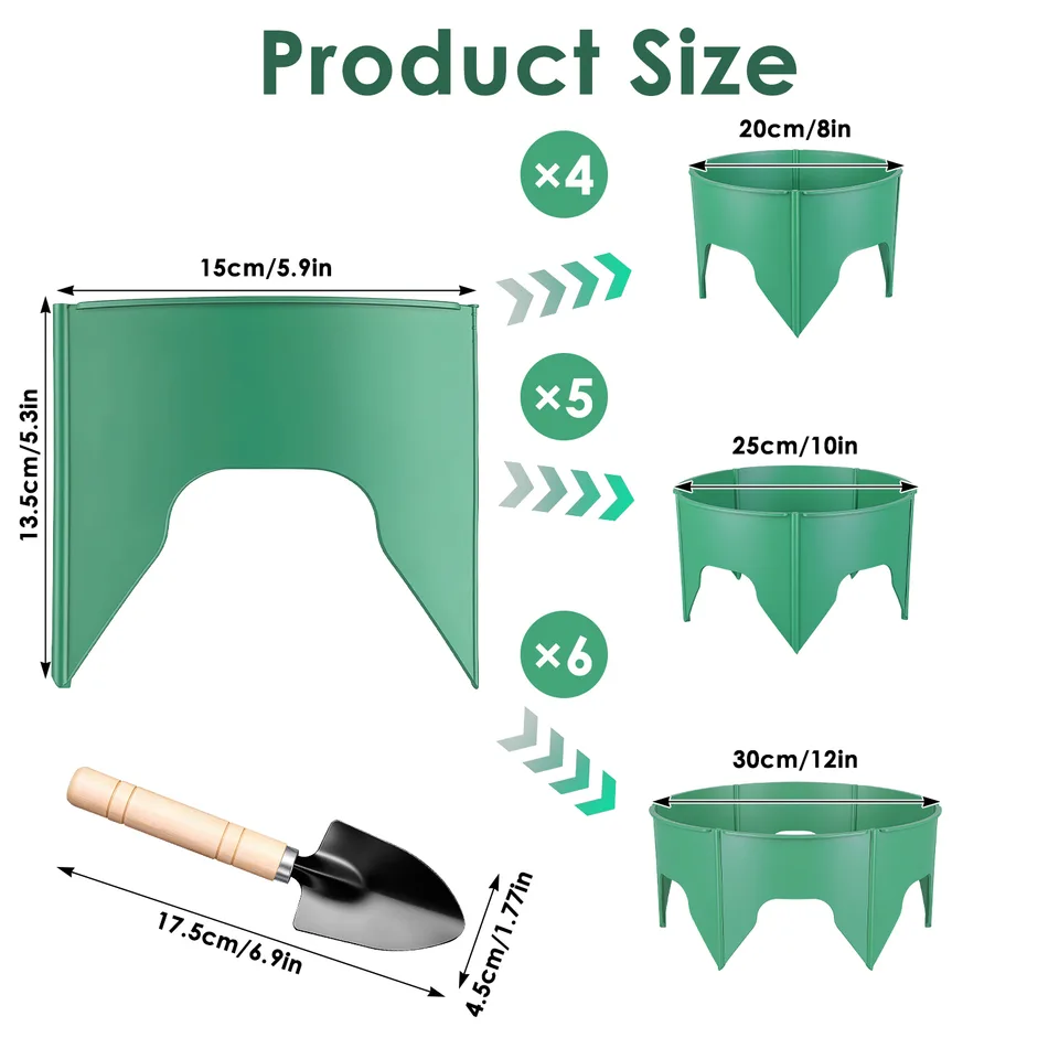 Weergave 6 van 12 Pcs Or 6 Pcs Options 10in Planting Grow Rings Adjustable For Outdoor Plants With Hand Shovel Deep Watering Plant Guards For Vegetables