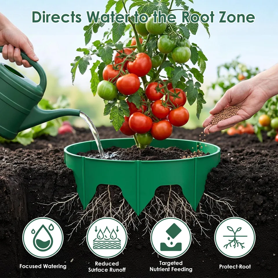 Weergave 8 van 12 Pcs Or 6 Pcs Options 10in Planting Grow Rings Adjustable For Outdoor Plants With Hand Shovel Deep Watering Plant Guards For Vegetables