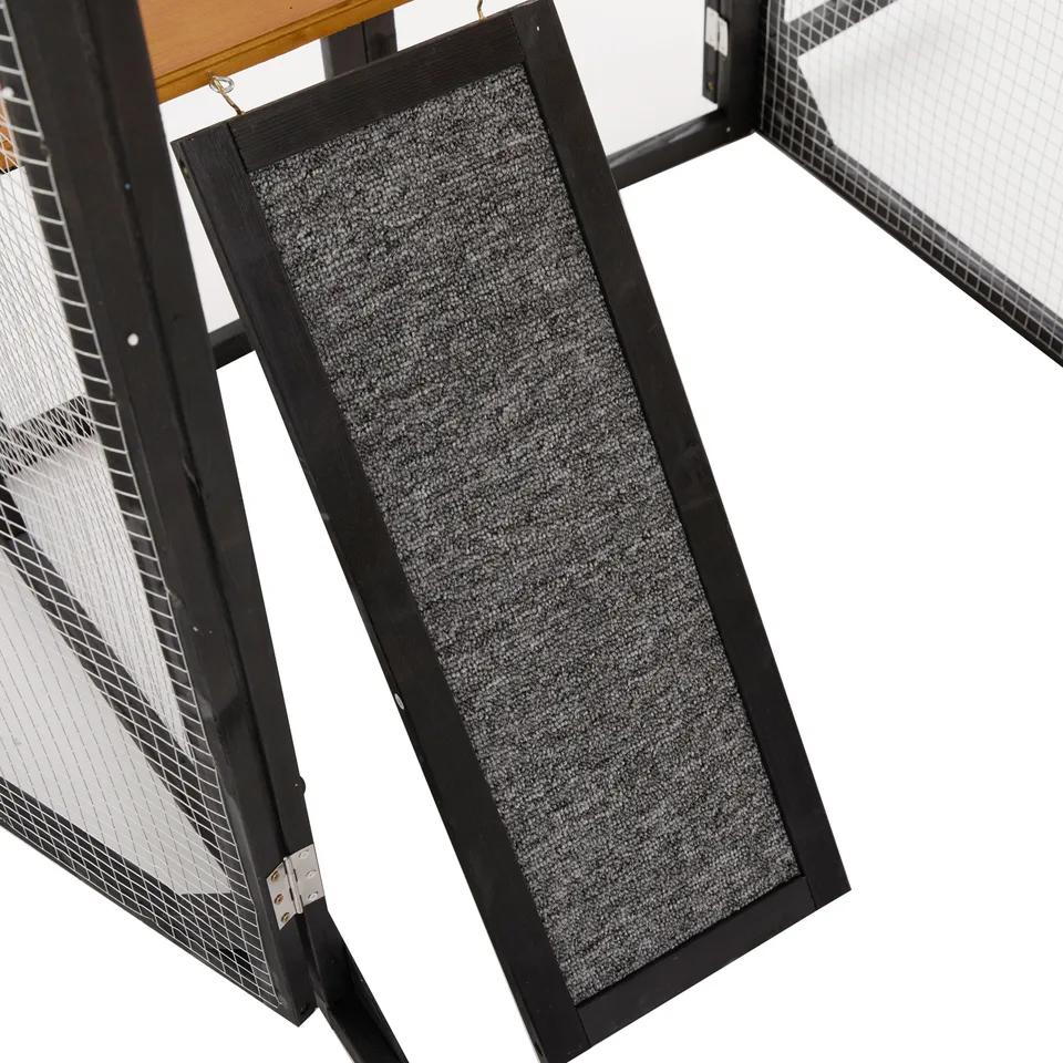 Outdoor Cat Enclosure Fir Wood Catio Outdoor Cat House Patio Cat Playpen with Sleeping Houses, Jumping Platforms, Scratching Post and Secure view 10