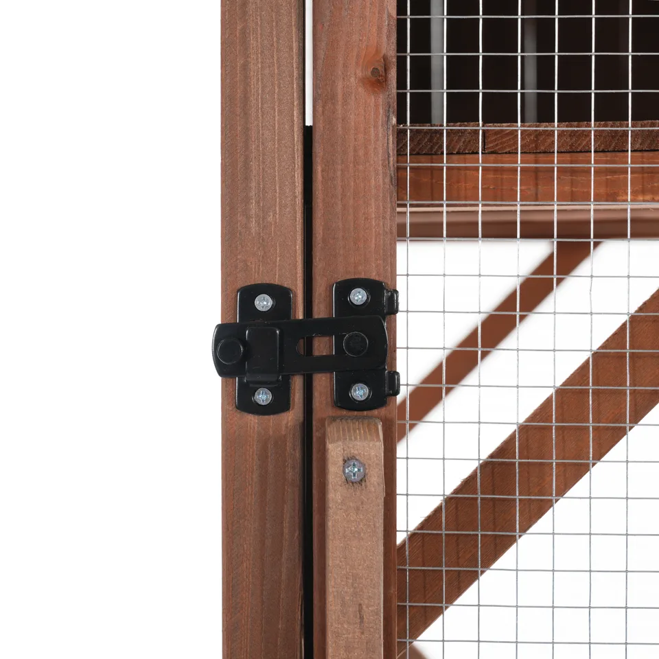 Large 2-Tier Outdoor Wooden Cat Enclosure on Lockable Wheels, Solid Fir Cat Cage with Multi-Level Platforms & Resting House, Weatherproof view 11