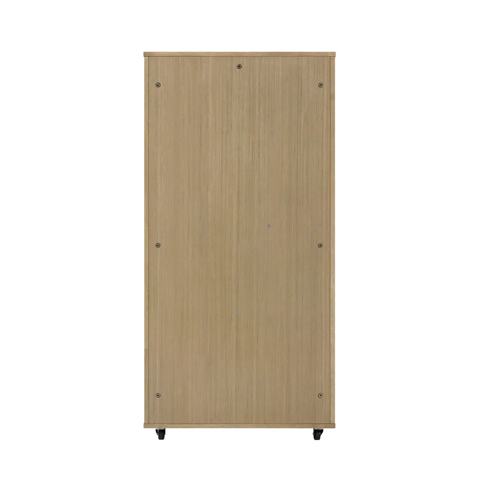 Basia Rubber Wood Cat Cabinet with Wheels, Ventilated Indoor Cat Condo with Multi-Level Shelves & Lockable Door, Safe & Spacious Cat view 11