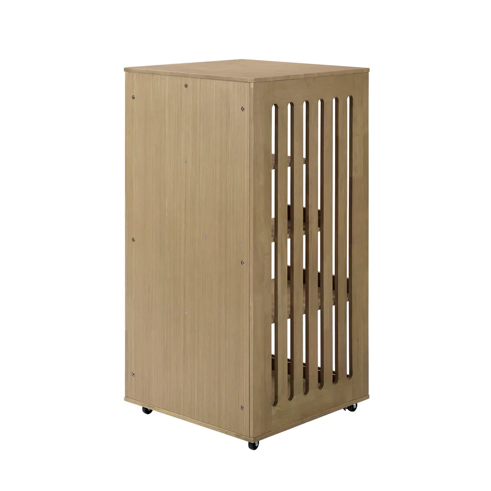 Basia Rubber Wood Cat Cabinet with Wheels, Ventilated Indoor Cat Condo with Multi-Level Shelves & Lockable Door, Safe & Spacious Cat view 9