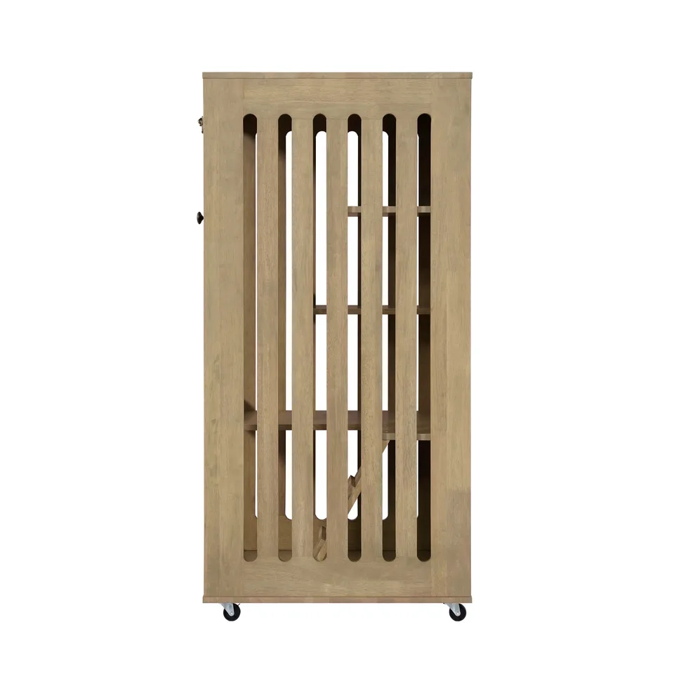 Basia Rubber Wood Cat Cabinet with Wheels, Ventilated Indoor Cat Condo with Multi-Level Shelves & Lockable Door, Safe & Spacious Cat view 3
