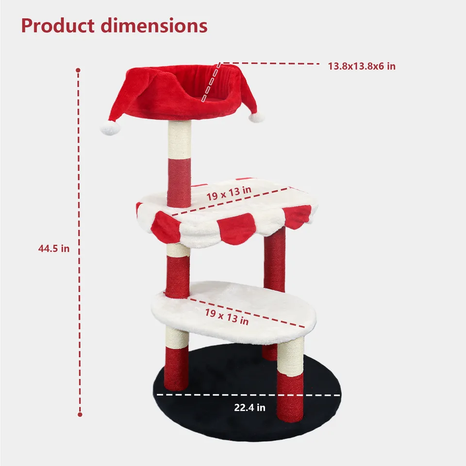 Cat Tree with Cozy Perch & Scratching Posts - Red & White Design Multi-Level Cat Furniture for Kittens/Cats to Climb, Rest & Play view 6