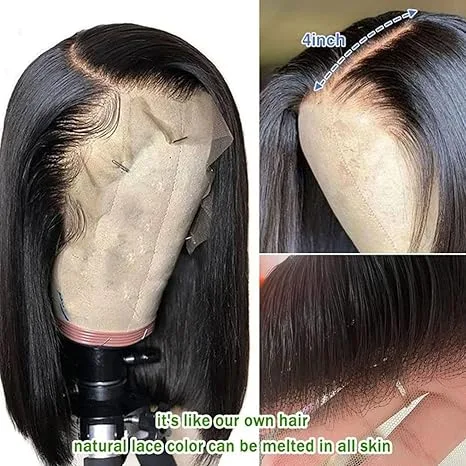 Vue 3 de 13x4 Lace Front Bob Wig, Straight Texture, Natural Color, Density