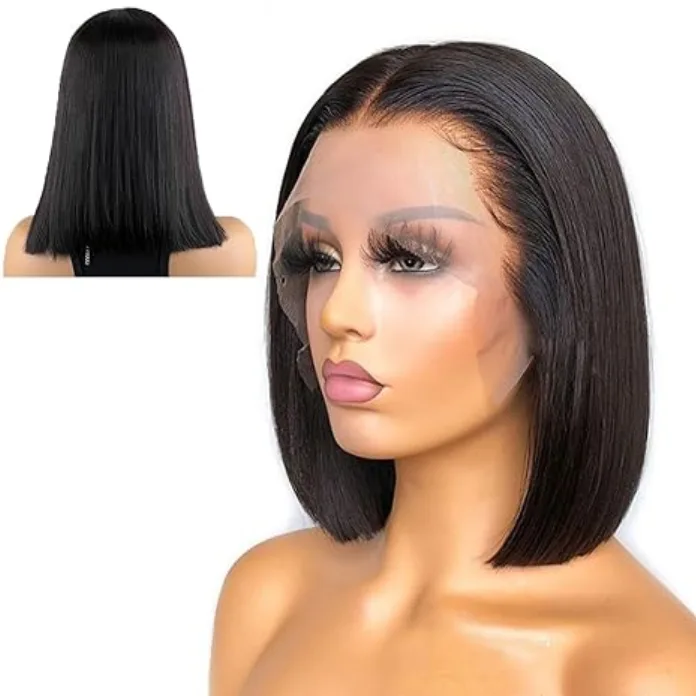 Vue 5 de 13x4 Lace Front Bob Wig, Straight Texture, Natural Color, Density