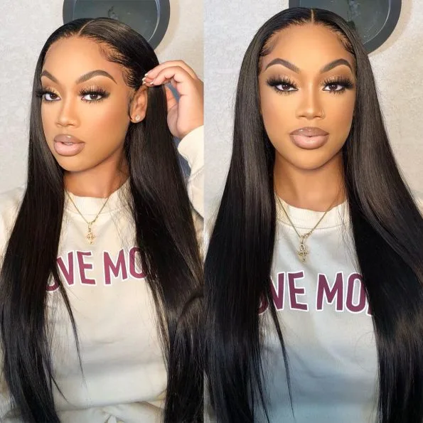 Ansicht 2 von 4x4 Lace Human Hair Wig Natural Color, Straight Texture, Density