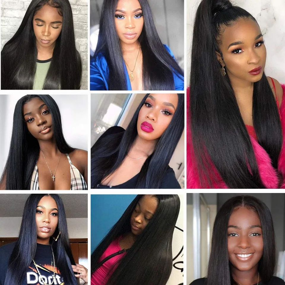 Ansicht 2 von 13x4 Lace Front Human Hair Wig Natural Color, Straight Texture, Density