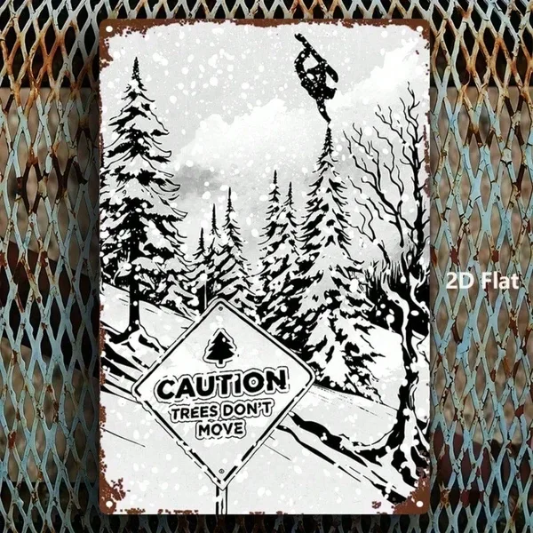 CIFbuy 1pc 2D Flat Metal Sign Freeride Snowboard Plaque, Sturdy Metal Wall Art For Bars Bedrooms Restaurants Kitchens Home Decor, 8x12 Tik view 5