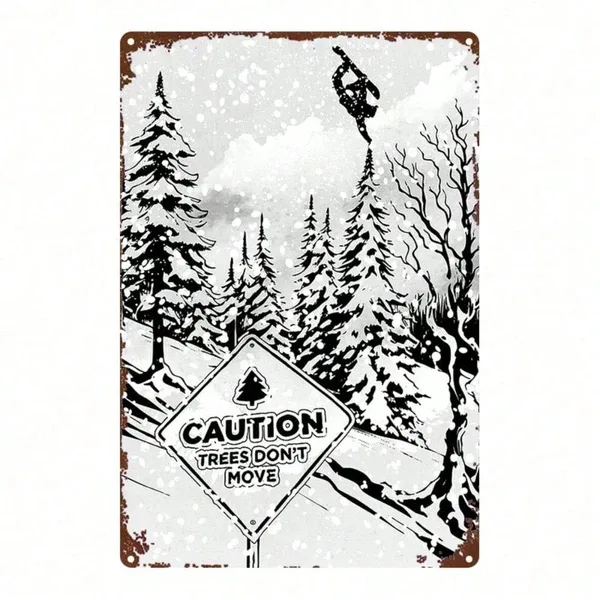 CIFbuy 1pc 2D Flat Metal Sign Freeride Snowboard Plaque, Sturdy Metal Wall Art For Bars Bedrooms Restaurants Kitchens Home Decor, 8x12 Tik view 1