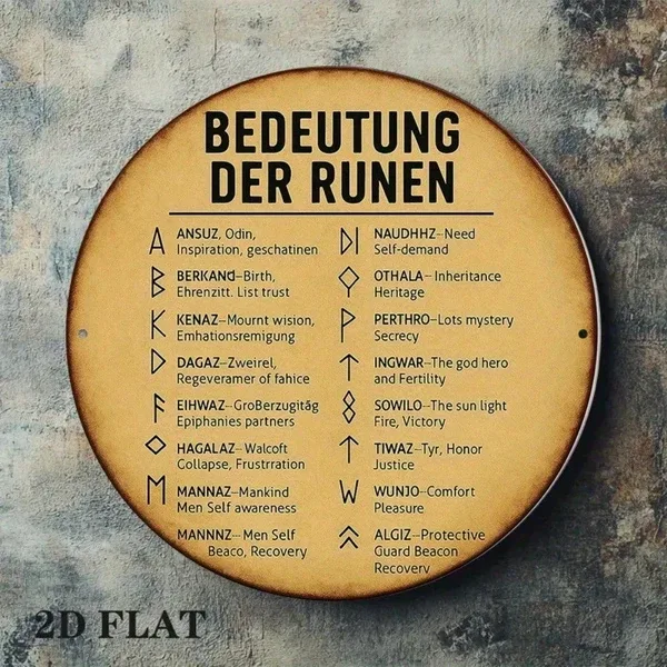 CIFbuy 1pc 8-Inch German Rune Alphabet Wall Plaque, Viking Norse Mythology Round Chart Decor With English Meanings, Educational Germani Tik view 5