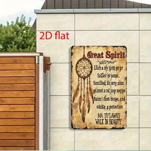 CIFbuy Retro Dream Catcher Wall Decor, 2D Flat Metal Art Plaque With Inspirational Poem, Spiritual Rustic Home Decoration Tik Tok, Tik Tok view 5