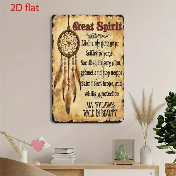 CIFbuy Retro Dream Catcher Wall Decor, 2D Flat Metal Art Plaque With Inspirational Poem, Spiritual Rustic Home Decoration Tik Tok, Tik Tok view 3