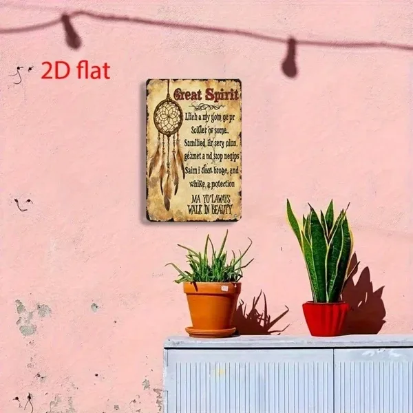 CIFbuy Retro Dream Catcher Wall Decor, 2D Flat Metal Art Plaque With Inspirational Poem, Spiritual Rustic Home Decoration Tik Tok, Tik Tok view 4