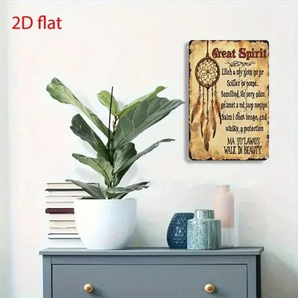 CIFbuy Retro Dream Catcher Wall Decor, 2D Flat Metal Art Plaque With Inspirational Poem, Spiritual Rustic Home Decoration Tik Tok, Tik Tok view 2