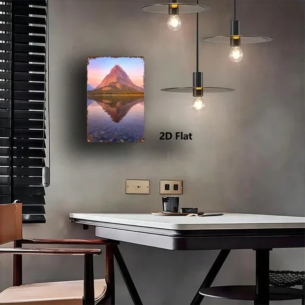 CIFbuy Mountain Lake Reflection Metal Sign, 8x12 Inch Decorative Wall Art, Durable Metal Plaque Painting For Bedroom Kitchen Home Decor Tik view 2